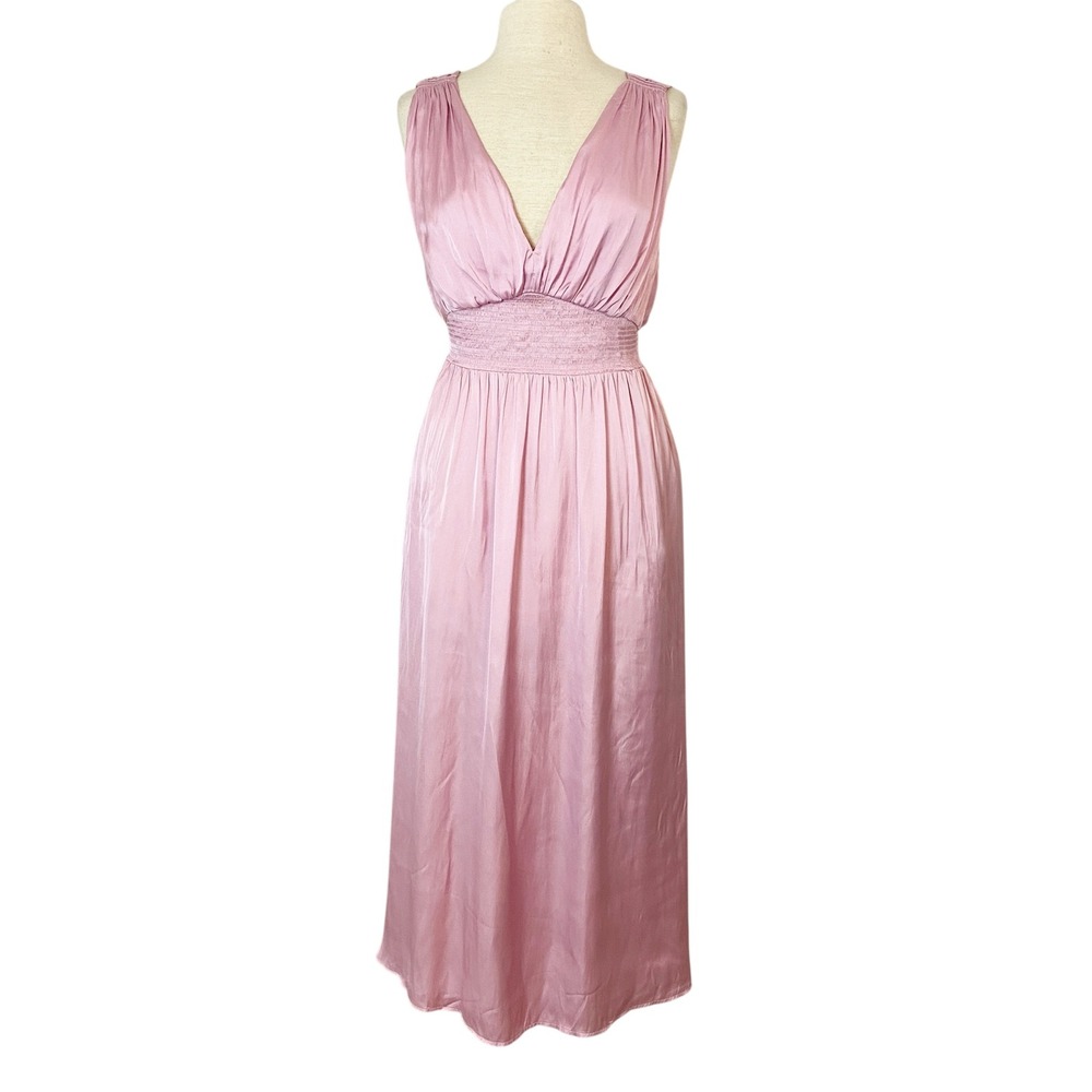 OLD NAVY Pink‎ Satin Maxi Dress Medium Romantic Regency Grecian Fairy Soft Girl